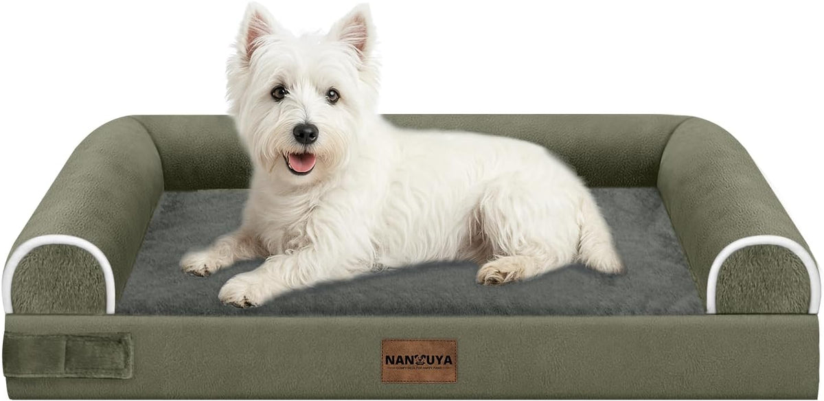 NANUYA Orthopedic Dog Bed for Medium Dogs, 28 x 19 Inch, Dark Green