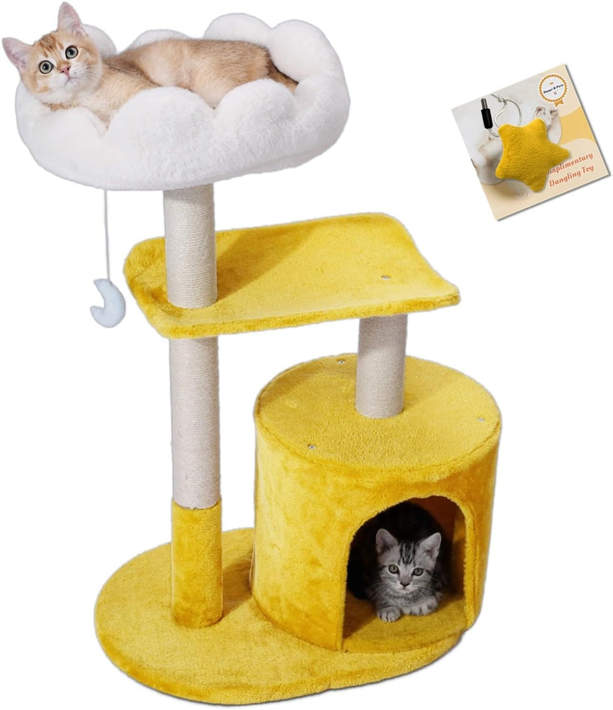 Happi N Pets 33" Cloud Cat Tree Tower, Cozy Bed & Large Condo for All Cats