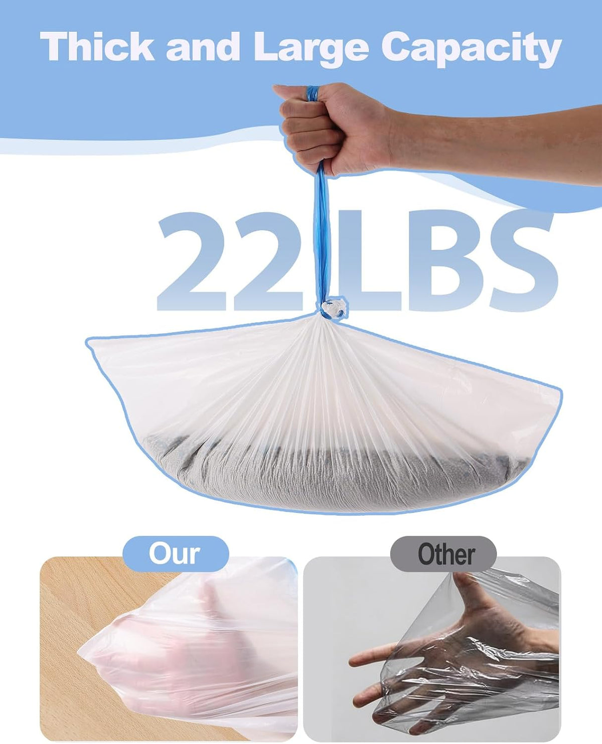 60 Count Drawstring Cat Litter Bags Compatible with MW-SC01/SC02/SC09/LR01