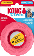 KONG Puppy Tires, Natural Rubber Teething Toy, for Small Puppies, Pink | Durable KONG Natural Rubber Chew & Fetch Toy That Promotes Healthy Teeth & Gums with a Fun Bounce & Easy Roll