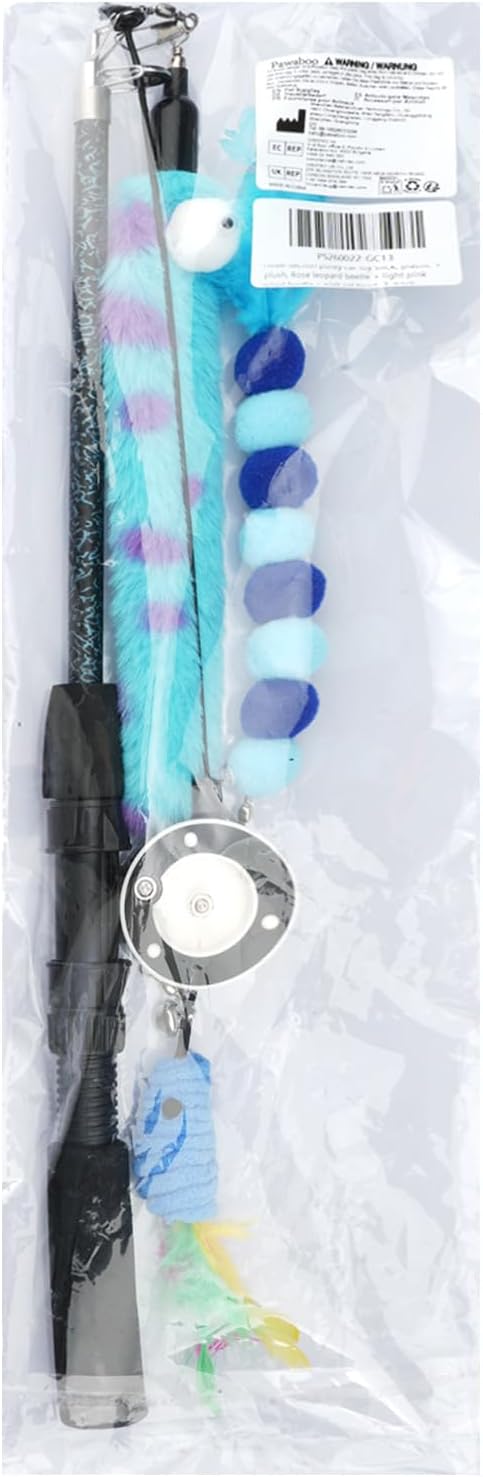 Pawaboo Cat Teaser Wand Toys, Cat Fishing Pole Toy with 3 PCS Feathers