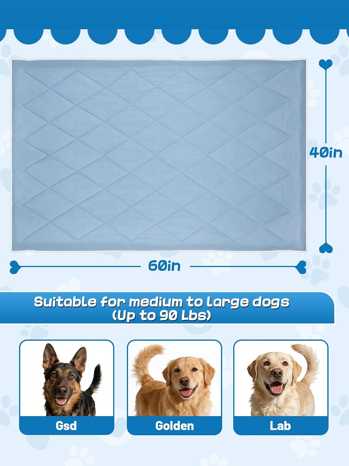 40x60in Cooling Blanket for Dogs - Machine Washable Blanket with Q-MAX>0.4