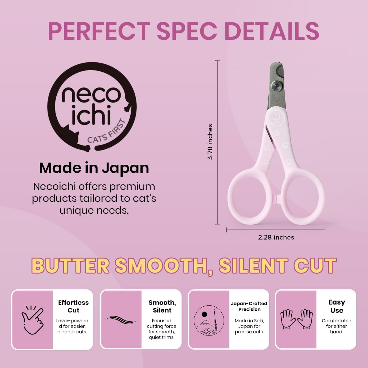 Necoichi Purrcision Stainless Steel Cat Nail Clipper, Made in Japan (Lilac)