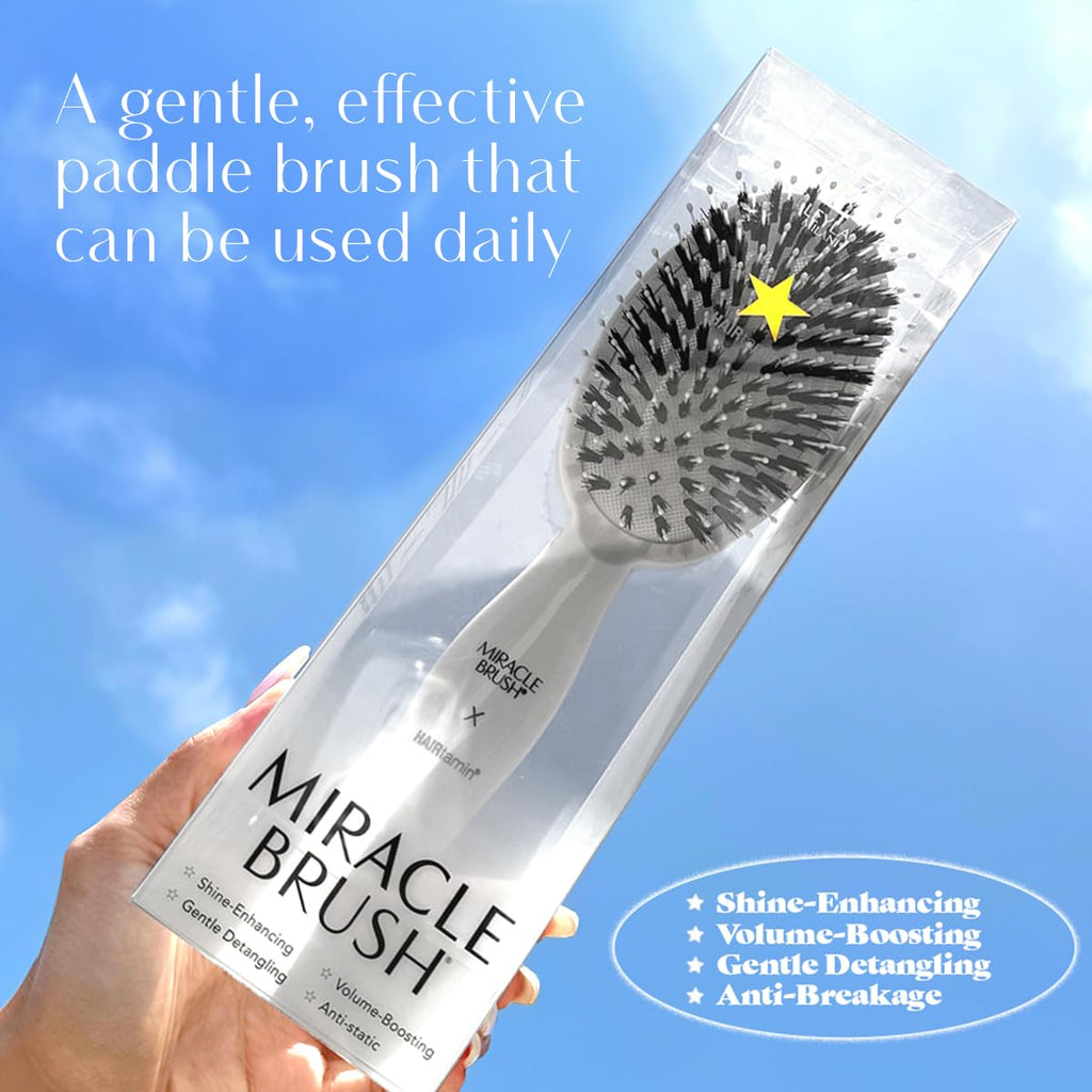 Hairtamin Hair Brush for All Hair Types | Paddle Brush for Blow Drying, Detangling, and Straightening | Anti-Static, Lightweight, and Ergonomic Design | Hair Brush for Men, Women, Kids, and Pets