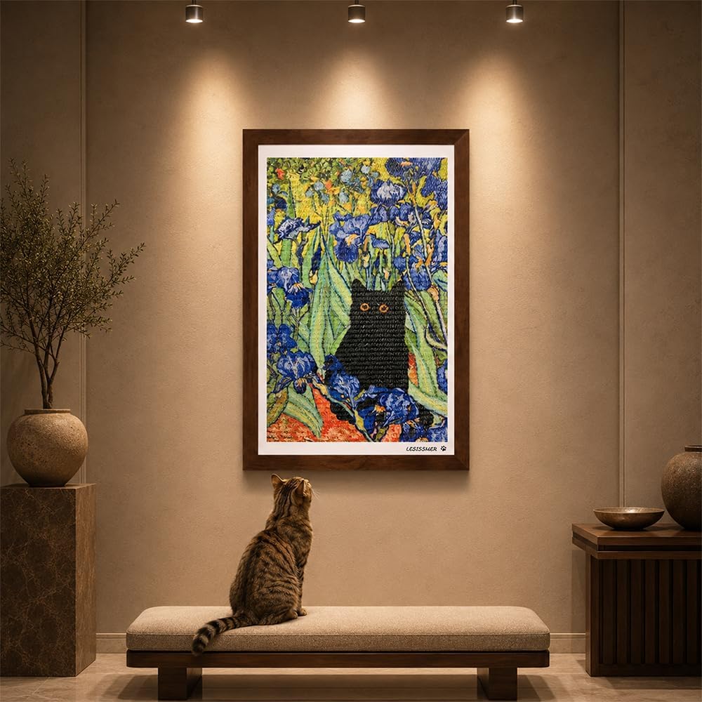 Wall Art Cat Scratcher, Framed Sisal Scratch Pad, No-Drill