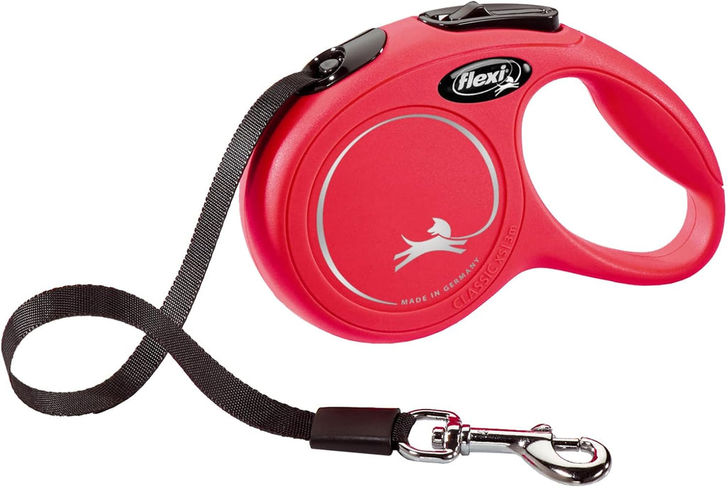 FLEXI® Classic XS Tape Retractable Dog Leash, 3-Finger Grip, 10 ft - Red