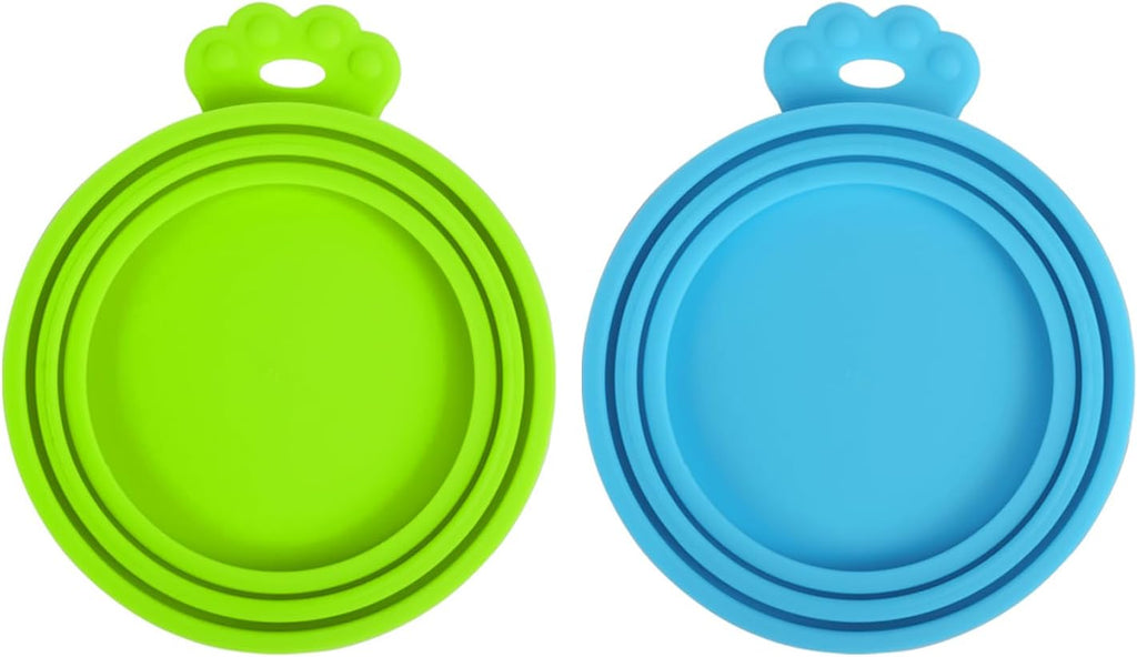 PetBonus 2 Packs Pet Food Can Covers Lids, Universal Size for Dog Cat Food | Silicone, 1 fit 3 Standard Size Can Tops, Can Topper for Wet Food, BPA Free, Dishwasher Safe, Blue Green 