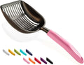 WePet Cat Litter Scoop, Non-Stick Plated Aluminum Alloy Sifter, Kitty Durable Metal Scooper, Deep Shovel, Long Handle, Kitten Pooper Lifter, Size Large, Coated Black Body with Pink Handle