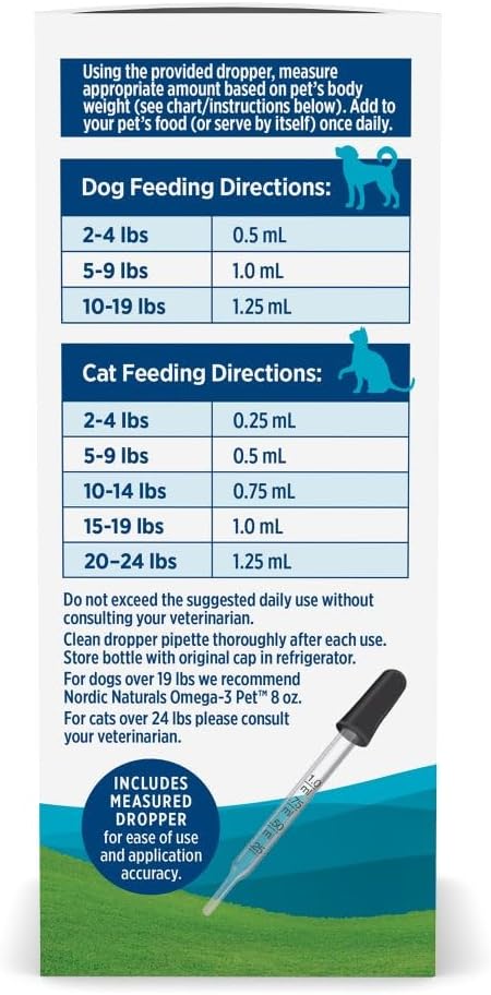 Nordic Naturals Omega-3 Pet, 294mg Fish Oil for Dogs & Cats w/EPA DHA - 2oz
