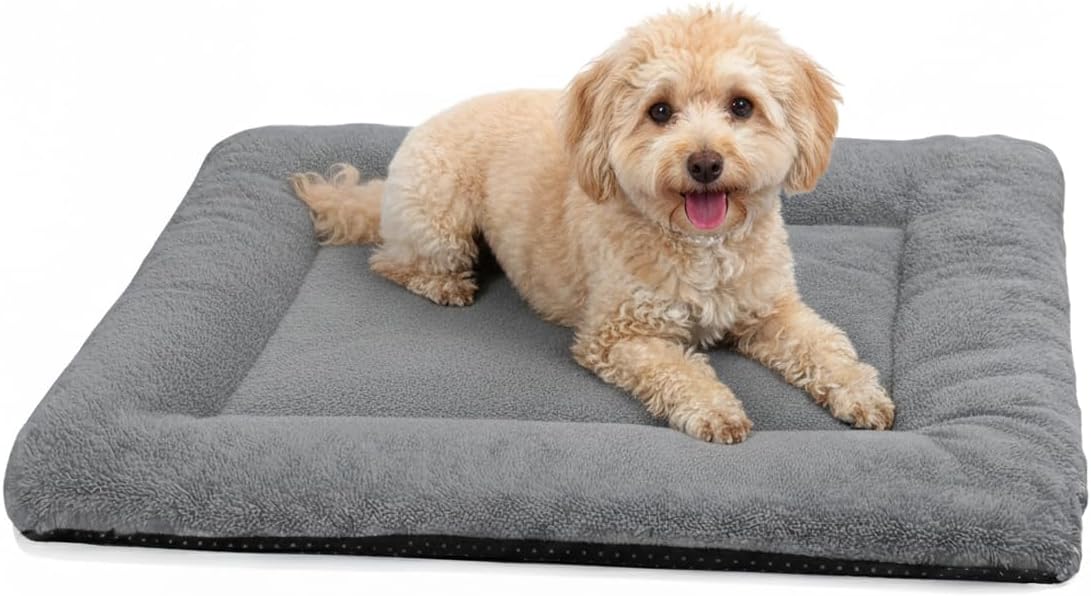 Dog Crate Pad, Washable Cozy Dog Bed Mat for Small Dogs 24"x18", Dark Gray