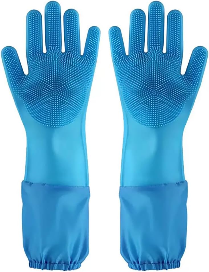 Pet Grooming Glove, Gentle Dog Bathing Shampoo Brush Massage Mitt, Deshedding for Dogs Cats Rabbits Horses 2-Pack (Blue)