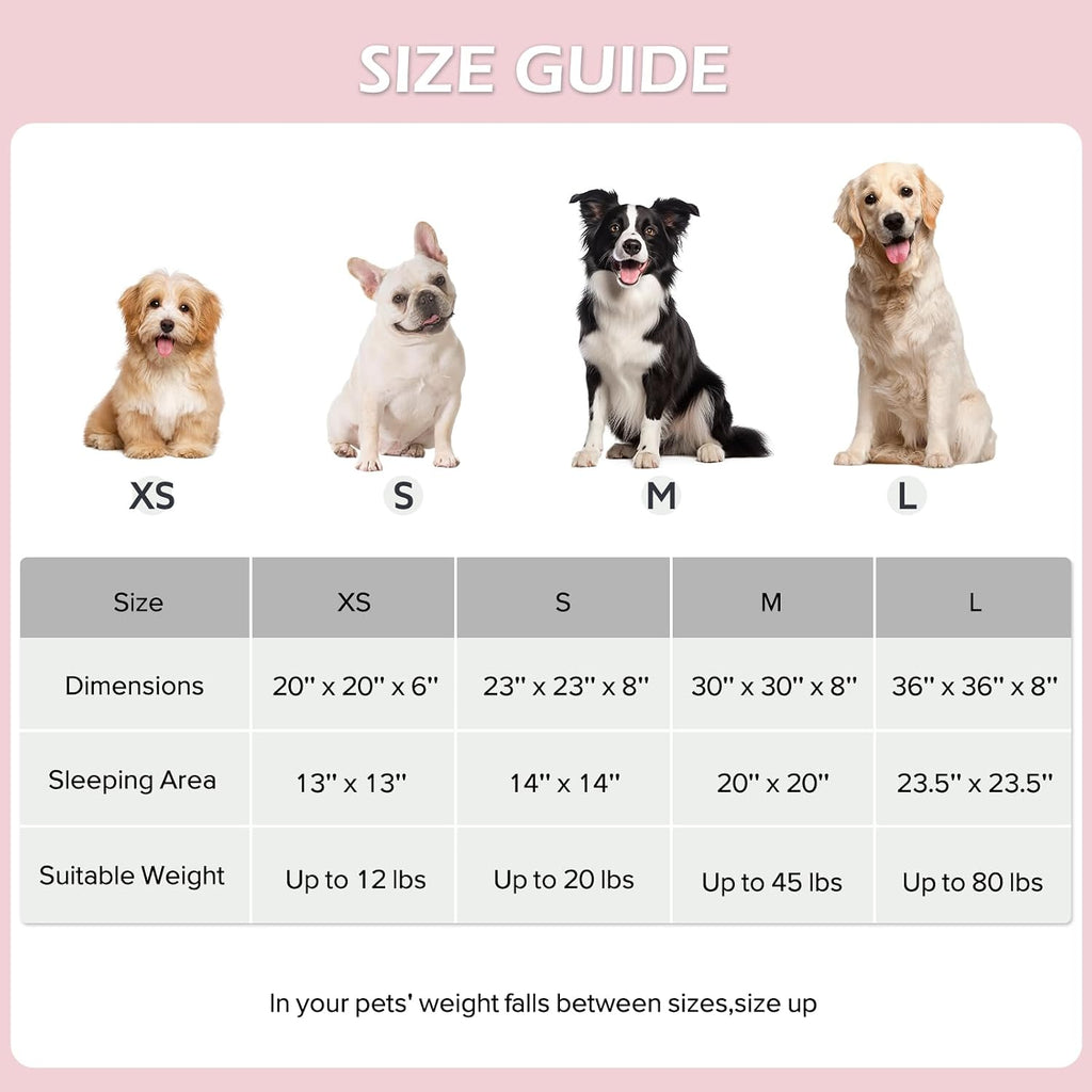 JOEJOY Jacquard Donut Round Small Dog Beds,Pink 23x23x8in, Removable Washable Cover, Cute Pattern, Ultra Soft Fluffy Calming Pet Bed with Thick Supportive Bolster