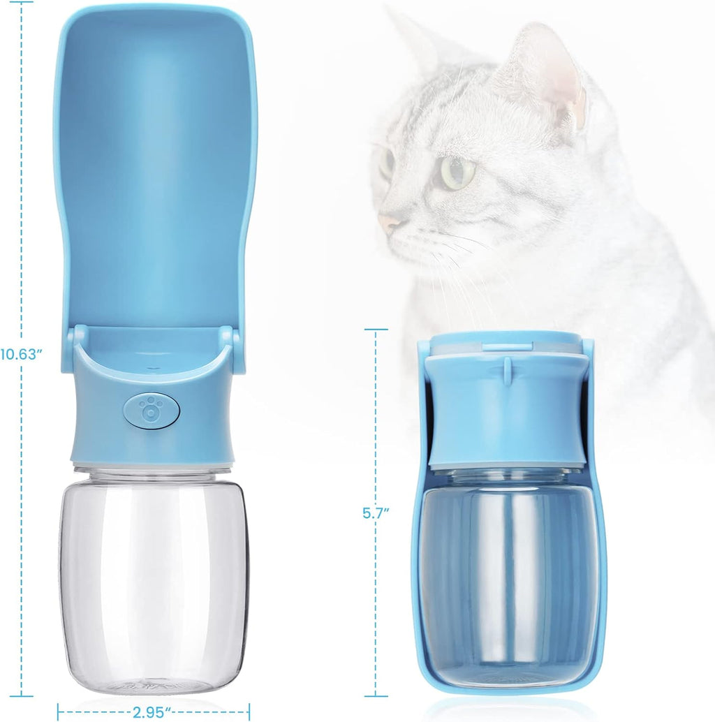 Portable Dog Water Bottle, Foldable Water Bottle for Dog, SkyBlue, 12oz | Leak Proof Dispenser, Dishwasher Safe, Puppy Travel Water Bowl Fit for Cat, Rabbit, Small Animals Walking, Hiking, Travel