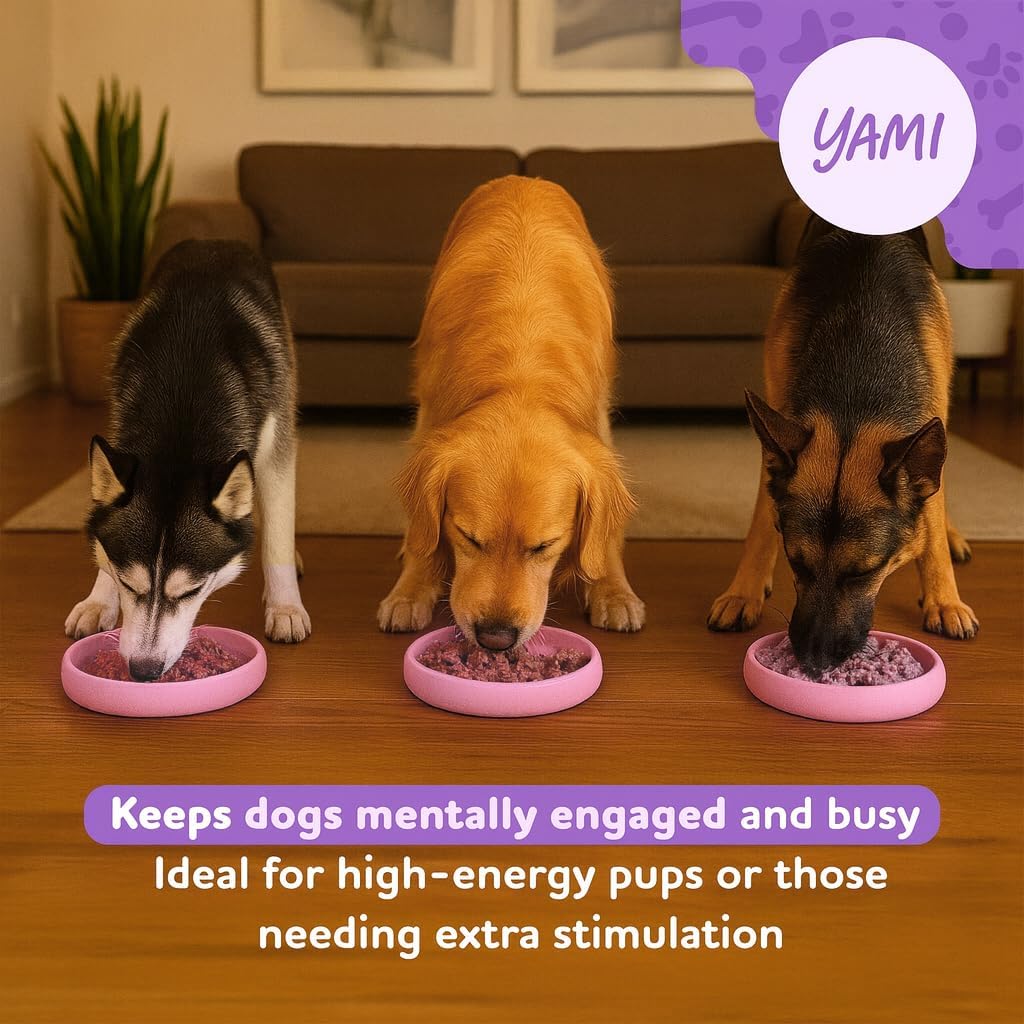 YAMI Dog Lick Bowl, Lick Mat for Dogs, Wet Food Cat Slow Feeder, Freeze Bowl, Enrichment & Puzzle Toy for Anxiety Relief, Food-Grade Silicone, Suction Cups, Dishwasher Fit, for All Breed (Light Pink)