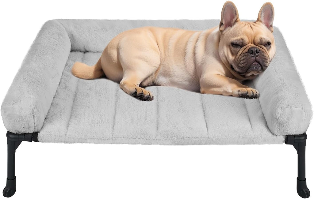 Veehoo Elevated Dog Beds Medium Sized Dog with Fluffy Plush Bolster Cushion