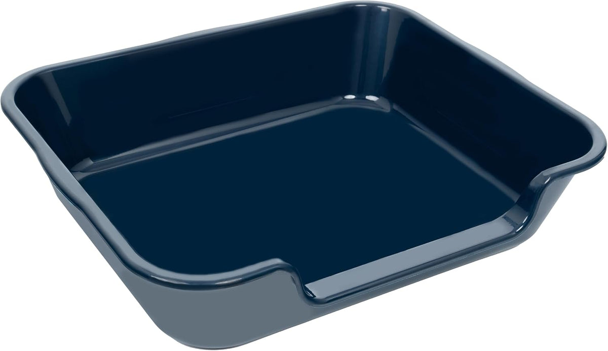 Extra Large Low Entry ABS Cat Litter Box, Dark Blue, 24" L x 20" W, 2 Pack | Durable low entry litter box, non-stick, odor-free, ideal for seniors, kittens, rabbits, large cats and multi-pet homes.