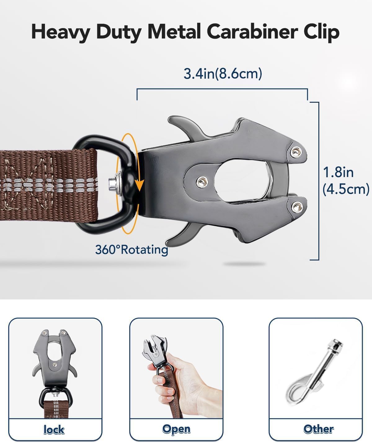 Joytale Tactical Bungee Dog Leash, Shock Absorbing No Pull, Brown