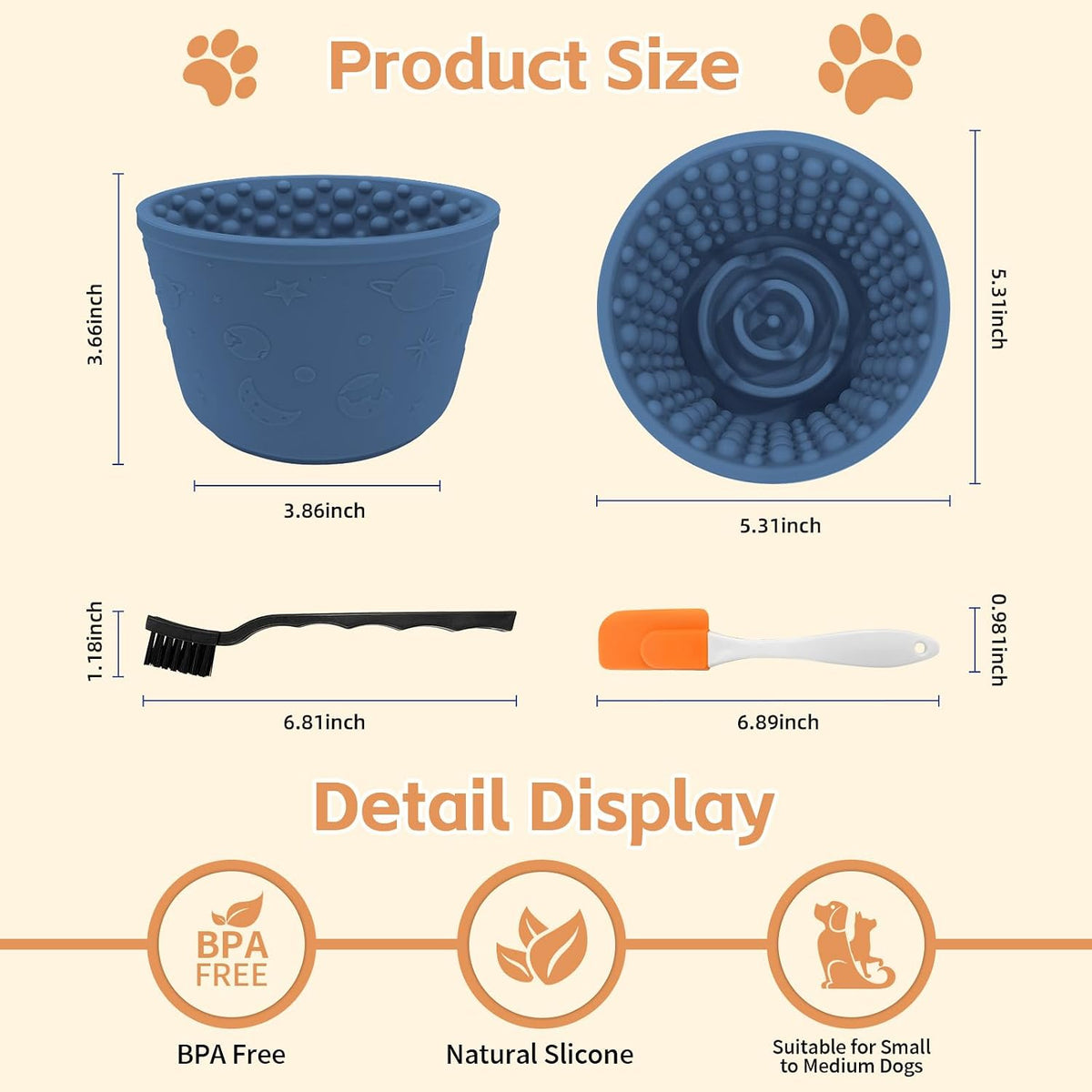 Dog Lick Bowl,Anxiety Relief Non-Slip Silicone Treat Bowl,Durable Anti-Choking Long-Lasting Enrichment Slow Feeder Licking Mat for Small Medium Large Breed,Freezable BPA Free Silicone Dishwasher Safe