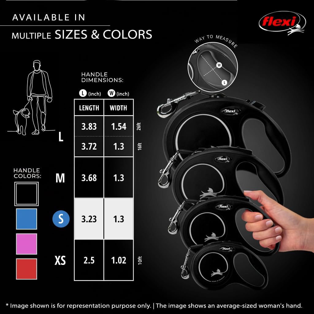 FLEXI® Classic Cord Retractable Dog Leash, Small, 26 ft - Black
