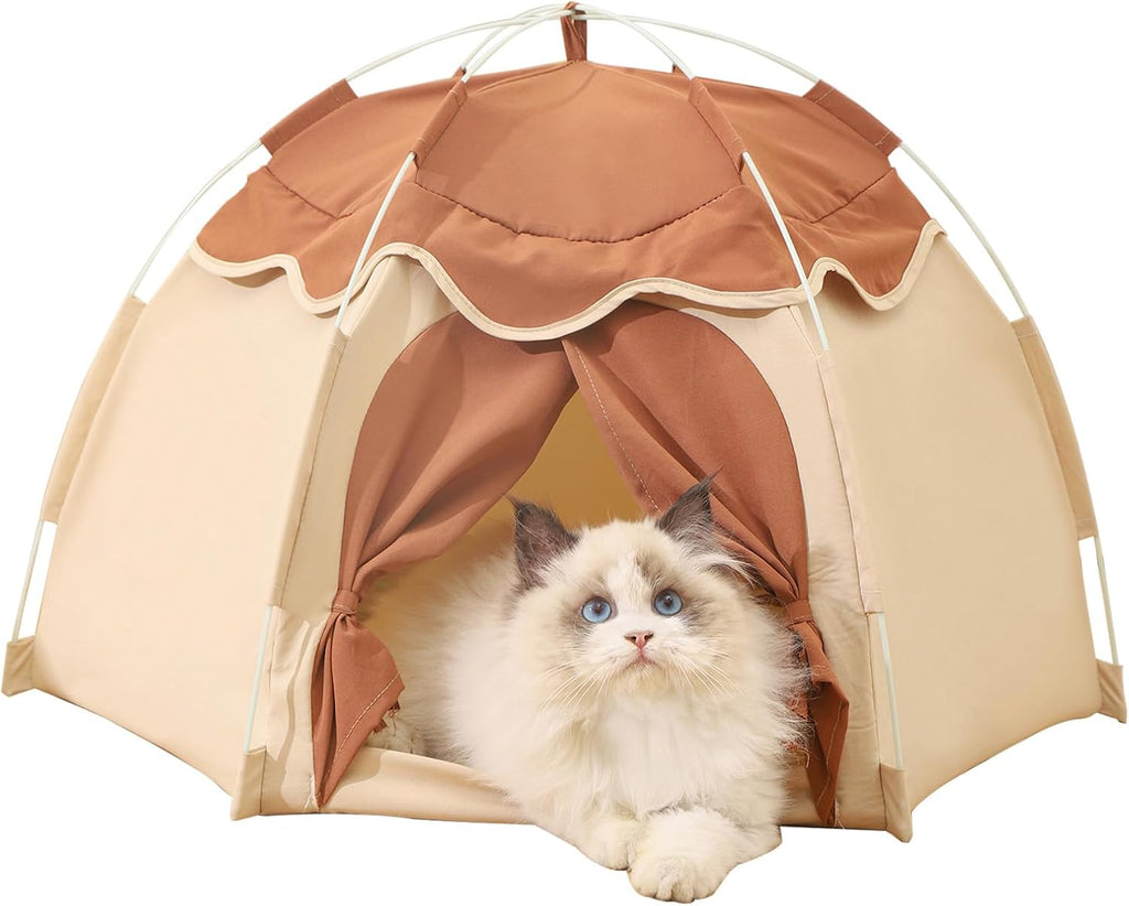 Gigreinc Cat Tent for Indoor, Indoor Dog House,Kitten Tent Suitable for Samll Dogs,Pet Cute Cave Nest Dog Houses(Beige, Medium)