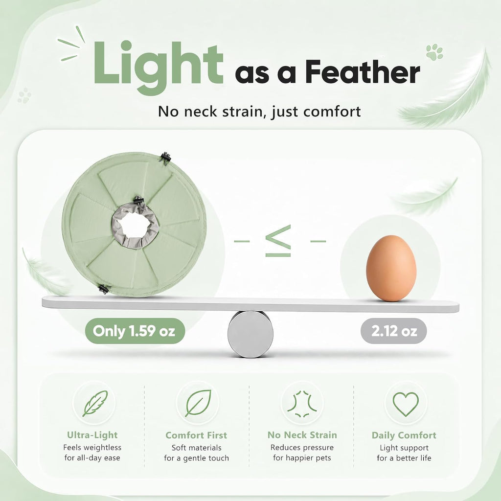Cat Cone Collar Soft, Adjustable Elizabethan Collar for Cats to Stop Licking, Comfortable Lightweight Kitten Cone for Wound Healing and Surgery Recovery,Green,M