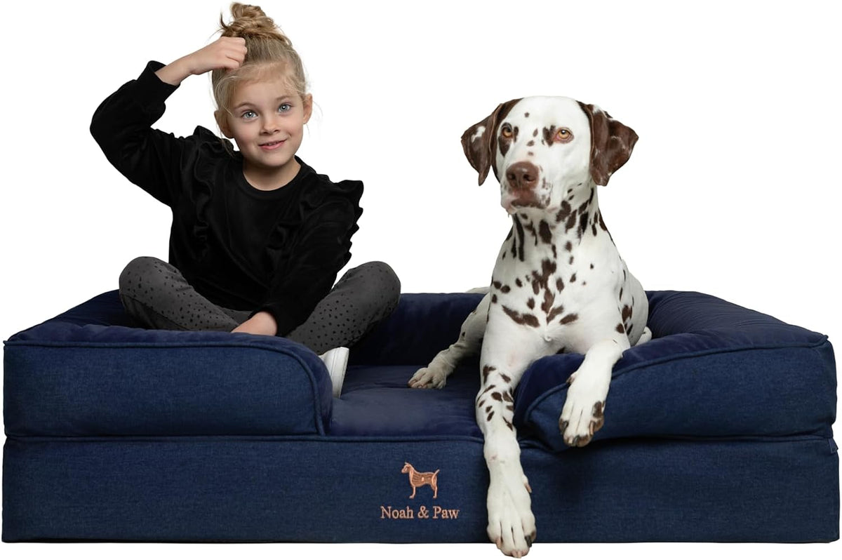 NOAH & PAW Large Dog Bed, Orthopedic Memory Cooling Foam (2X Base) 45x35x11