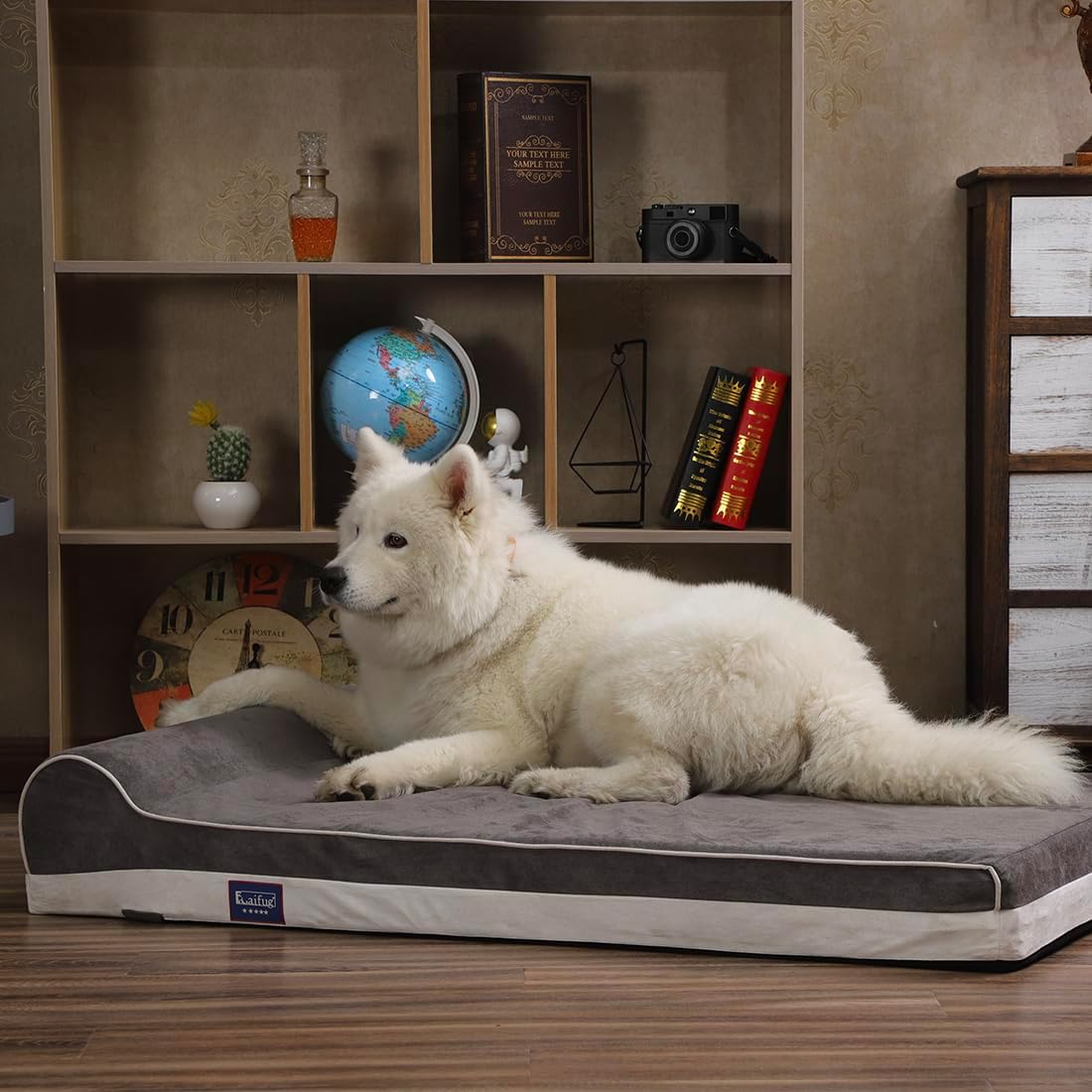 Laifug Orthopedic Dog Bed, Grey 46''x28''x10'', Memory Foam