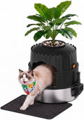 Hidden cat Litter Box Featuring a Stainless Steel Tray, Faux Greenery, an Activated Carbon Packet, and a Scoop; Plant-Style Litter Box Furniture; Includes a Free Litter mat