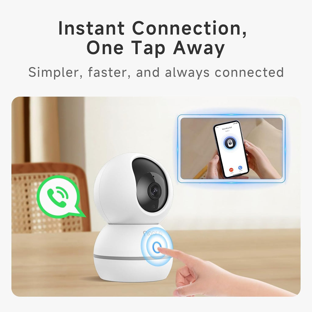 Noorio 4MP/2K Indoor Security Camera, 2.4GHz UHD 360° PTZ Pet/Dog Camera