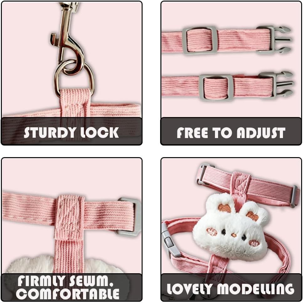 Cat Harness and Leash Set, Cat Harness Escape Proof, Rabbit Harness and Leash Set, Costumes for Cats and Bunny (B, Small)