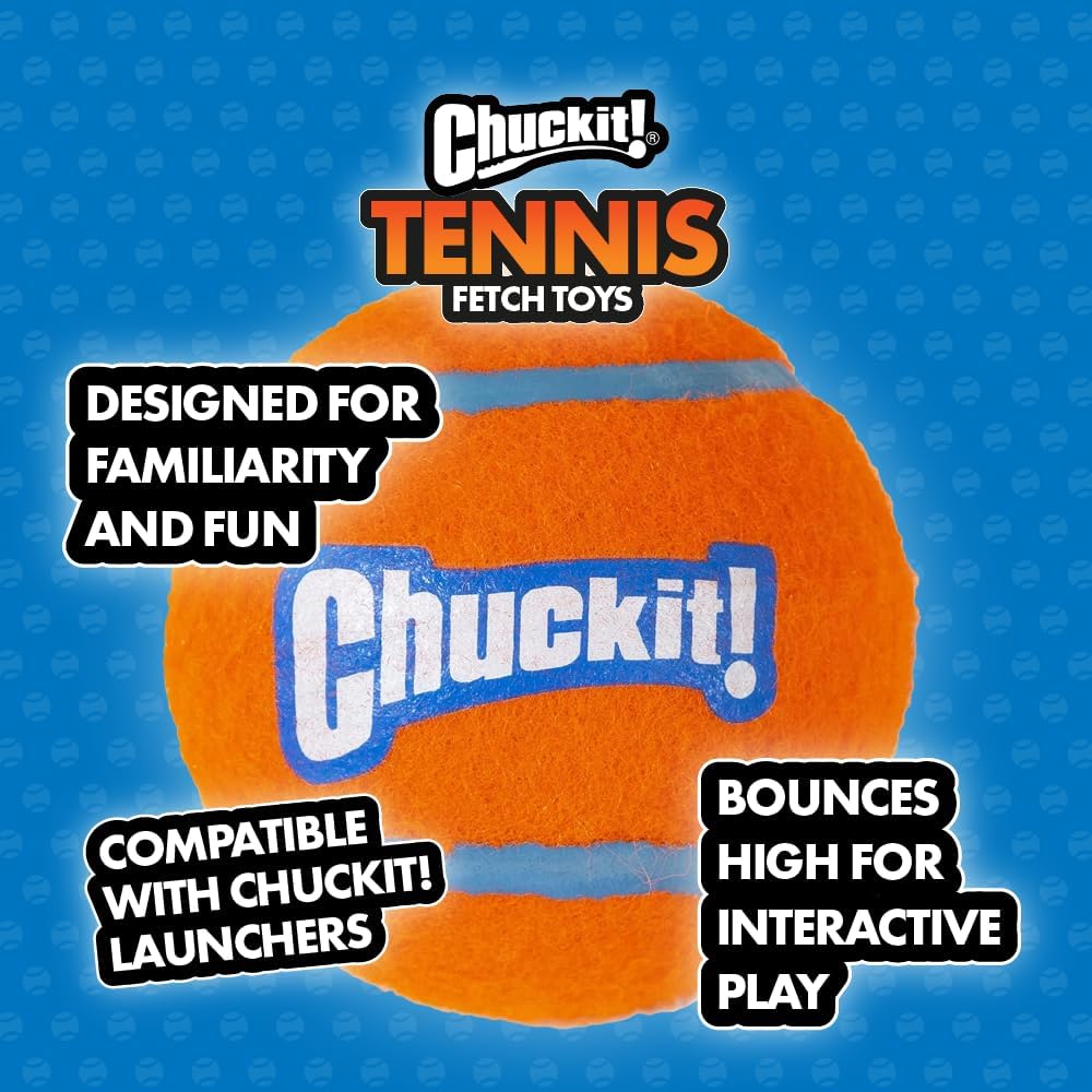 Chuckit! Dog Tennis Ball Dog Toy, (2.5 Inch Diameter) for Dogs 20-60 lbs, Medium (Pack of 48)