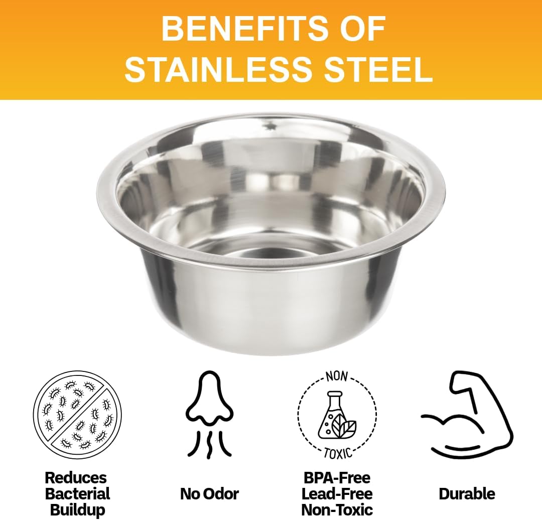 Neater Pet Brands 3.5 Cup (28 oz.) Stainless Steel Dog Bowls, Set of 2 Neater Feeder Replacement Bowls (Medium Deluxe Model), Dog Food Bowl & Water Bowl, Dishwasher Safe Metal Dish for Medium Dogs 