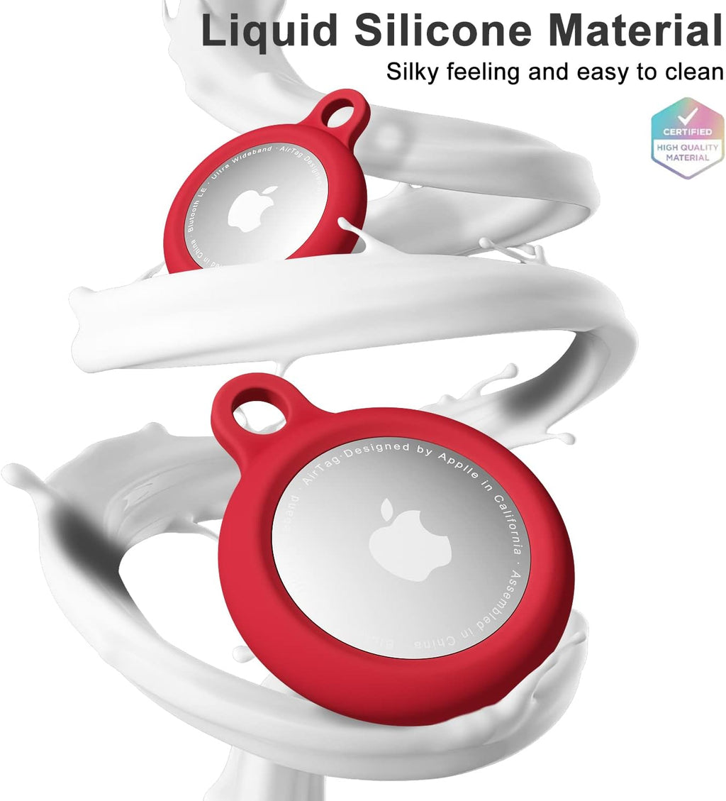 oakxco for Airtag Keychain Silicone, Airtag Holder with Key Ring, Air Tag Cover Cute Accessories for Kids, Luggage, Car Dog Collar, Car, Compatible with Apple Airtag Case Waterproof Tracker, Red