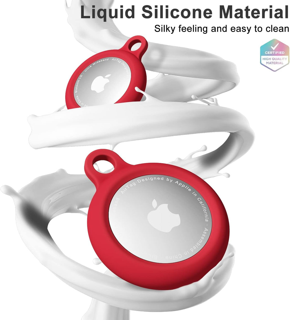 oakxco for Airtag Keychain Silicone, Airtag Holder with Key Ring, Air Tag Cover Cute Accessories for Kids, Luggage, Car Dog Collar, Car, Compatible with Apple Airtag Case Waterproof Tracker, Red