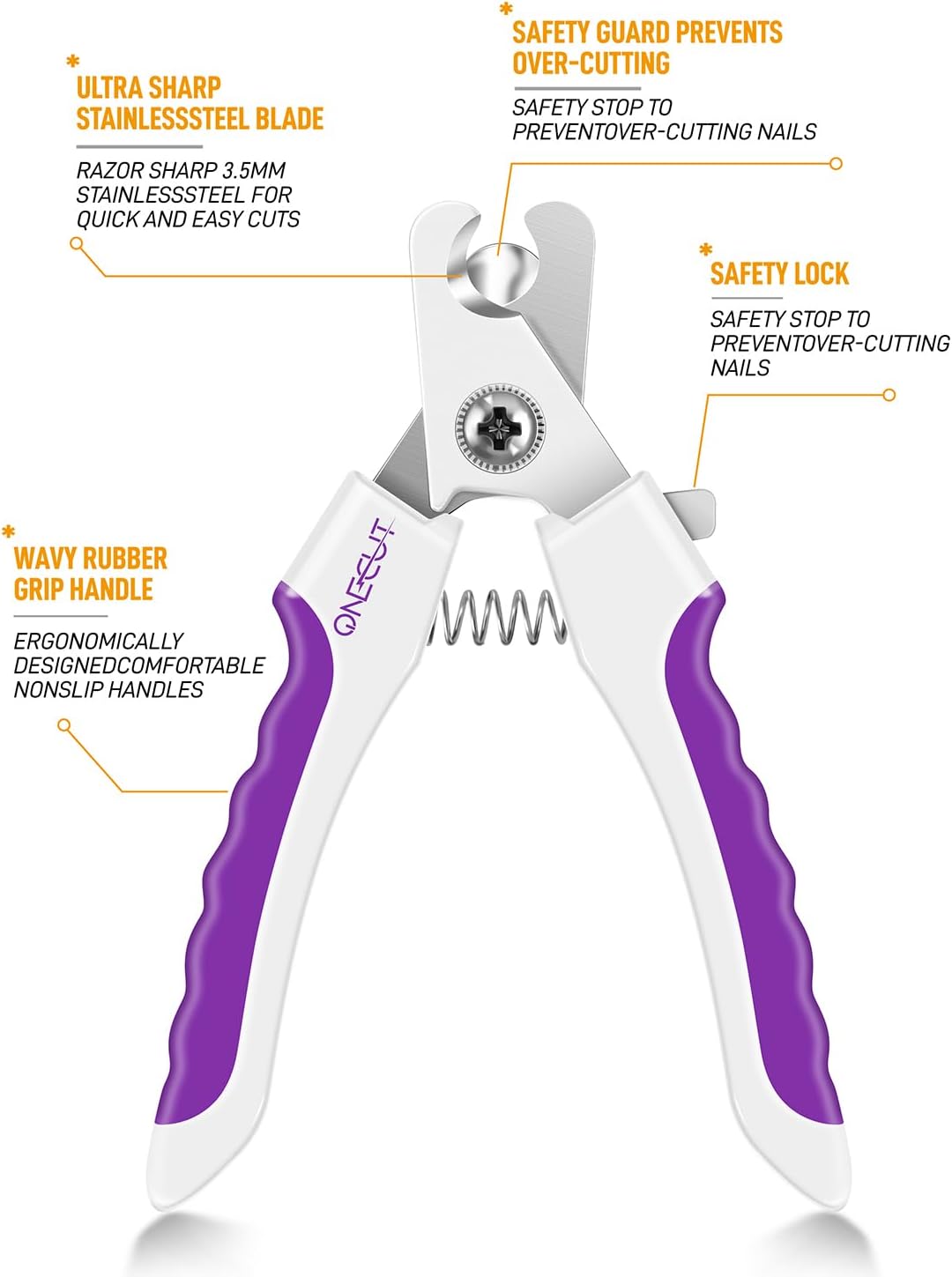 6" Dog Nail Clippers for Small, Medium and Large Breed Professional Pet Nail Trimmers -Suitable for Cats, Rabbits and Guinea Pigs with Safety Guard to Avoid Over Cutting (Purple)