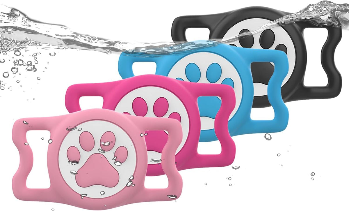 IP68 Waterproof Dog AirTag Holder for Dog Collar, Soft, Stretchy Silicone