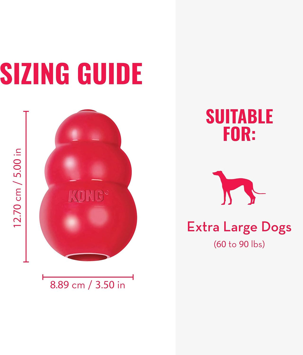 KONG Classic Stuffable Dog Toy, Natural Rubber Chew, for Extra Large Dogs | Treat-Filling Fetch & Chew Toy with Erratic Bounce, Made from KONG Durable Natural Rubber for Extended Playtime