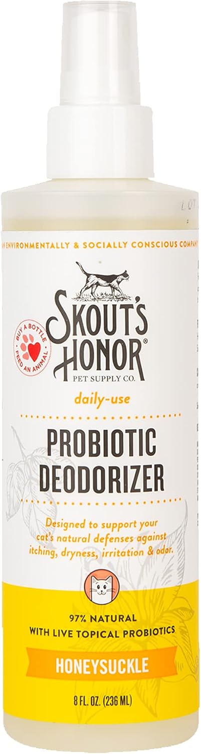 SKOUT'S HONOR Probiotic Cat Deodorizing Spray- Honeysuckle, 8 oz