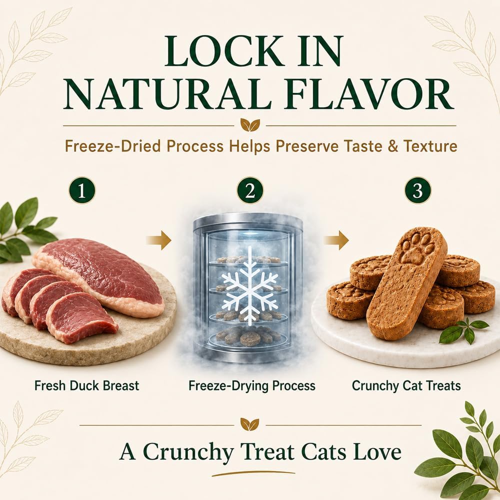 Treats,Freeze-Dried Duck for Digestive&Hairball Support,3.53 oz