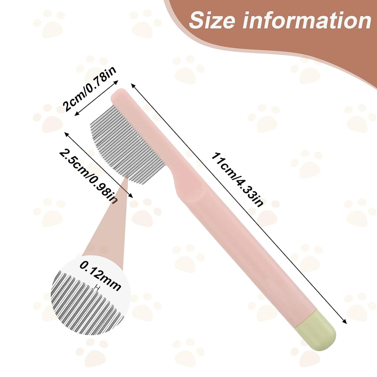Dog Eye Comb for Small Dogs Cats Hamsters, Stainless Steel Dog Face Comb for Pet Facial & Paw Grooming, Round-Tip Arc Teeth, Puppy Flea Brush for Yorkie, Shih Tzu, Maltese Teddy, Mini Poodle