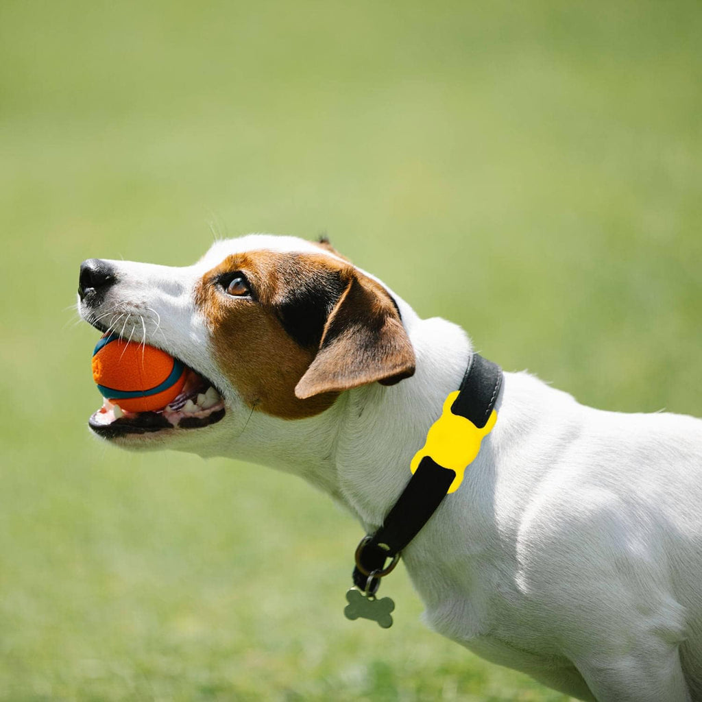 for AirTag Dog Collar Holder Soft Air Tag Holder(Yellow&Black)
