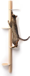 xympo 68" Tall Wall-Mounted Cat Tree – Modern Space-Saving Cat Shelf with Sisal Scratching Post & Steel Climbing Steps – Stylish Cat Wall Furniture for Small Spaces