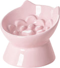 PawsPik Lynx Ceramic Raised Slow Dog & Cat Elevated Food Bowl, Quartz Pink