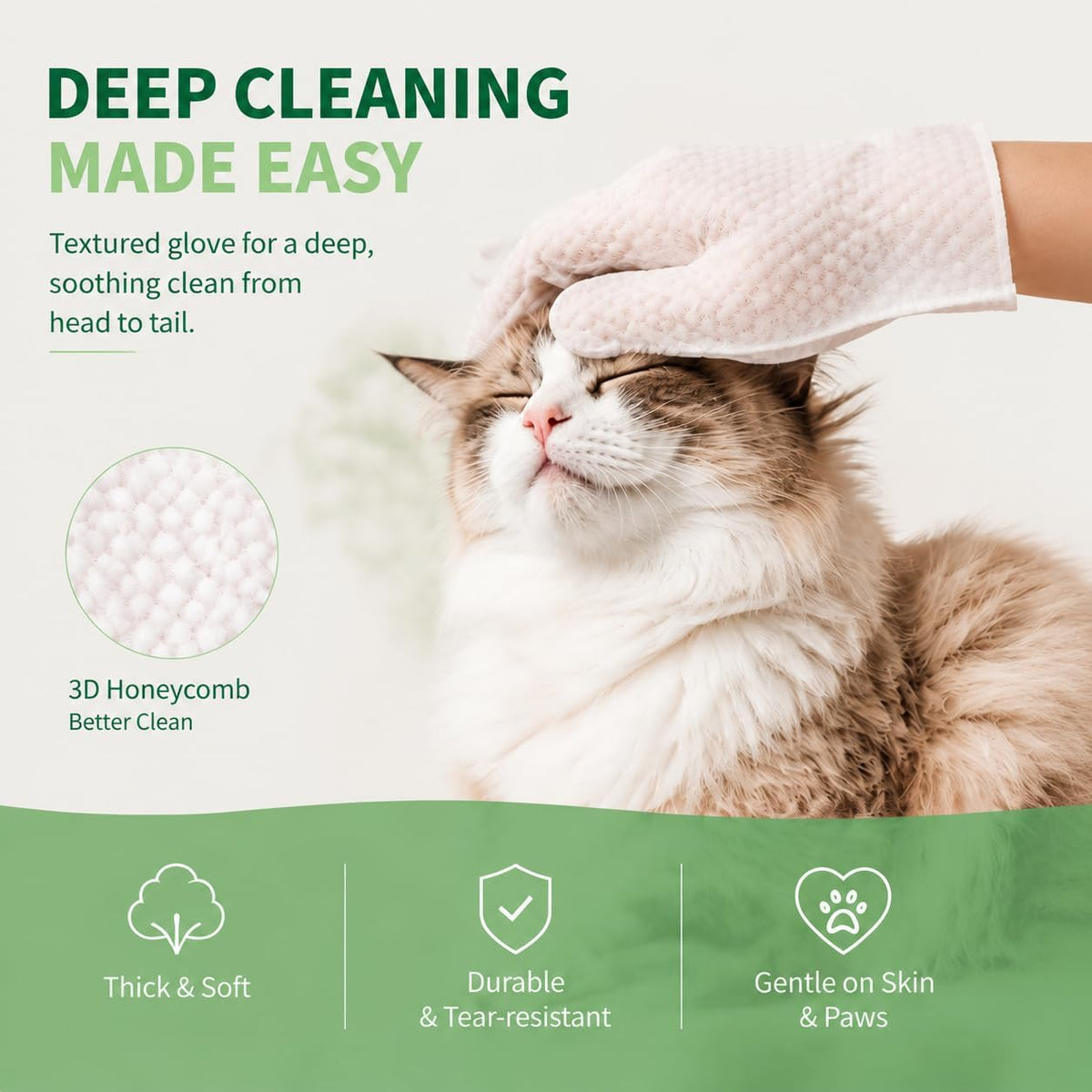 Pet Cleaning Glove Wipes for Dogs & Cats, 6 Pcs