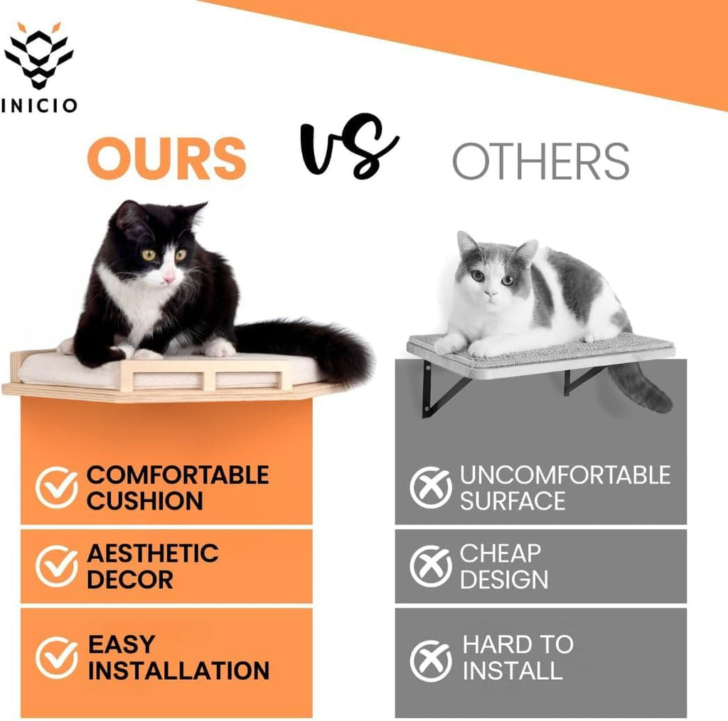 INICIO Cat Wall Shelves and Steps, 4-Piece Wooden Cat Wall Furniture Set
