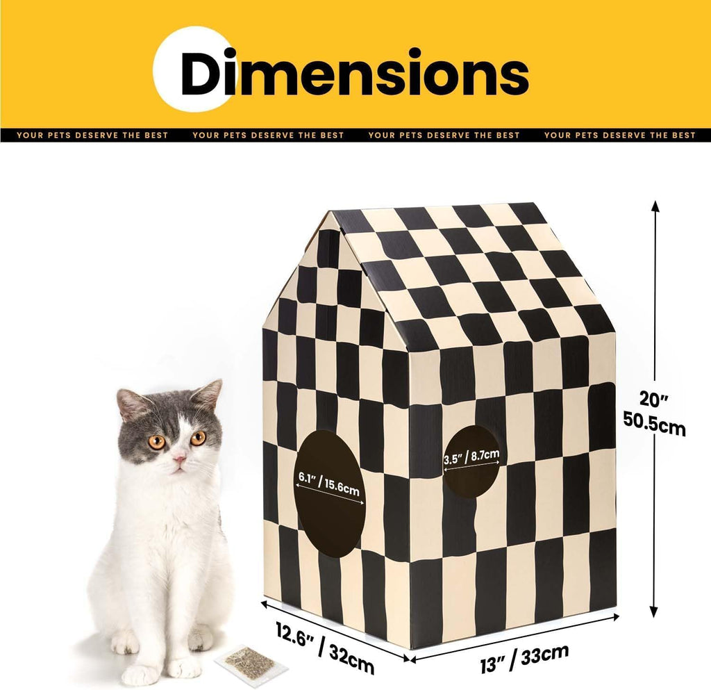 Conlun 2-in-1 Cat House Cardboard Scratching Pad Indoor Cave <13 lbs