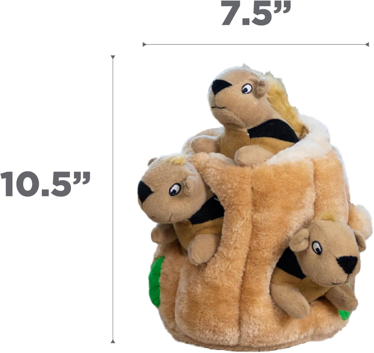 Outward Hound Hide-A-Squirrel Plush Squeaky Dog Toy, Large, 10.5" x 7.5" | Hide-n-Seek Puzzle, 3 Removable Squirrels, Fetch Play, Interactive Enrichment, Boredom Buster, Light Chewers, Dogs & Puppies