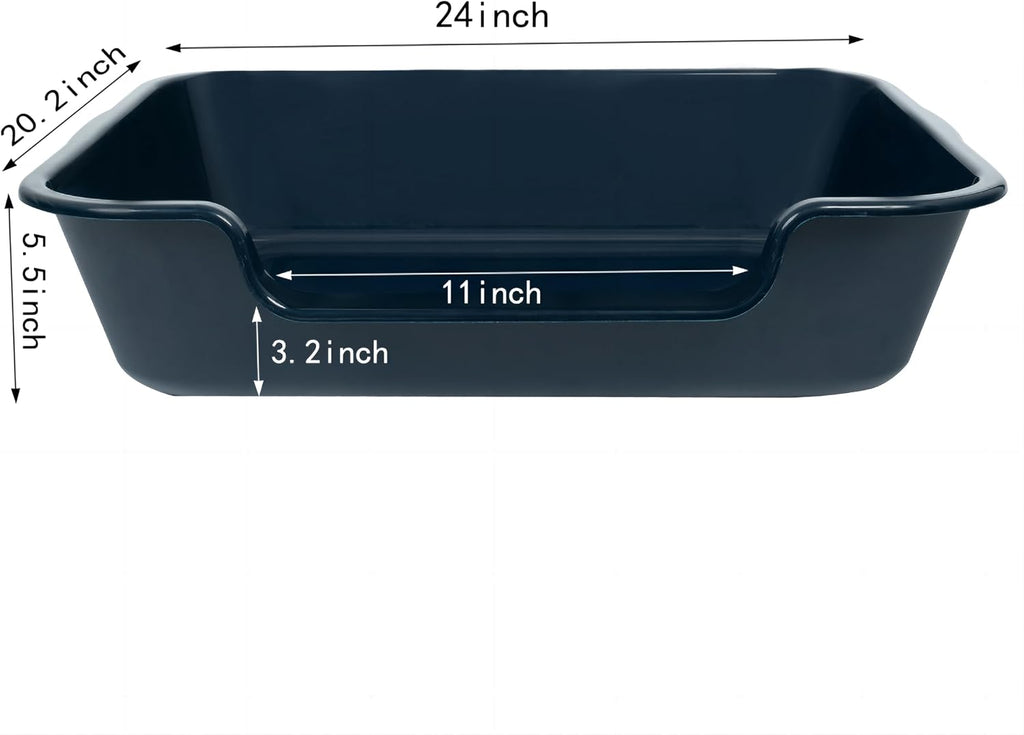 Extra Large Low Entry ABS Cat Litter Box, Blue, 24" L x 20" W, 1 Pack | Durable low entry litter box, non-stick, odor-free, ideal for seniors, kittens, rabbits, large cats and multi-pet homes.