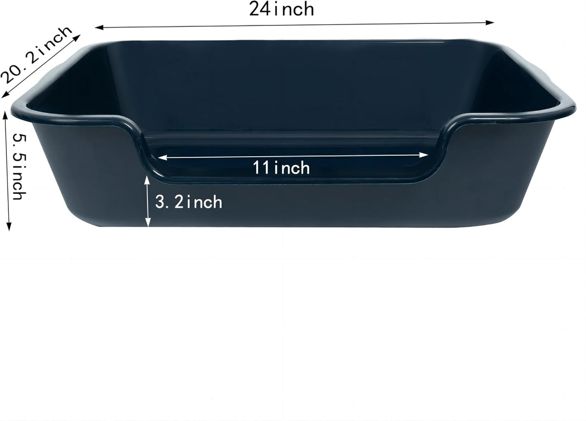 Extra Large Low Entry ABS Cat Litter Box, Blue, 24" L x 20" W, 1 Pack | Durable low entry litter box, non-stick, odor-free, ideal for seniors, kittens, rabbits, large cats and multi-pet homes.