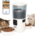 Dual-Camera Automatic Pet Feeder with 2 Bowls, 6L Smart Feeder for 2 Cats
